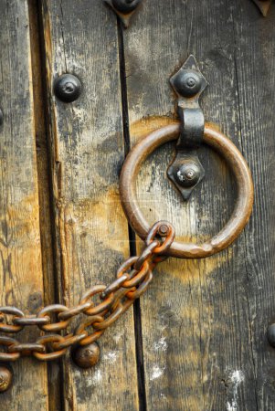Photo for Secure wooden doors close up - Royalty Free Image