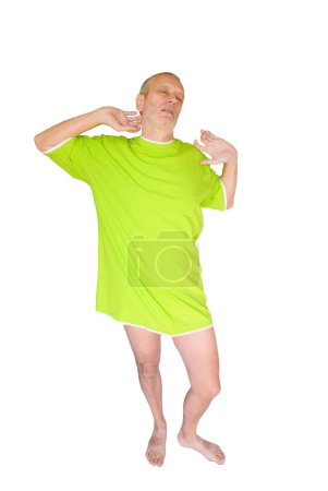 Photo for Man in Green, Yawning - Royalty Free Image