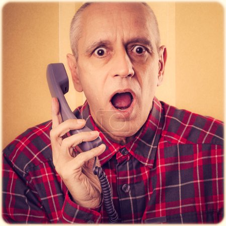 Photo for Man Surprised on Phone - Royalty Free Image