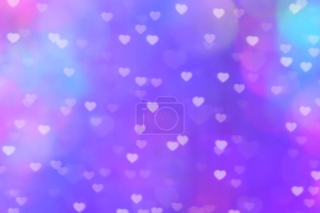 Téléchargez les photos : Blur heart shape lights bokeh purple violet background, colorful bokeh lights heart soft wallpaper, sparkles heart shape bright bokeh valentine romantic background - en image libre de droit