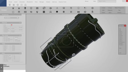 Téléchargez les photos : Interface prototype ou HUD de conception CAO 3D d'une turbine - en image libre de droit