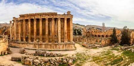 Photo for Ancient Roman temple of Bacchus panorama with surrounding ruins - Royalty Free Image