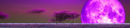 Photo for Panorama moon and moonlight back on top roof and dark cloud - Royalty Free Image