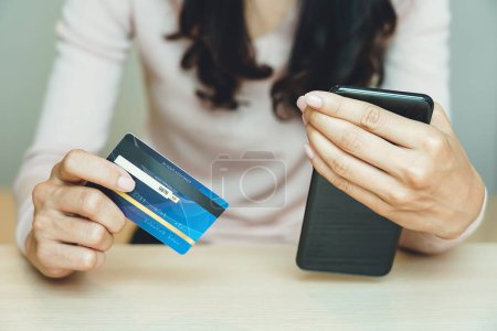 Photo for "usiness online shopping and online banking. Customer shopping online pay by credit card." - Royalty Free Image