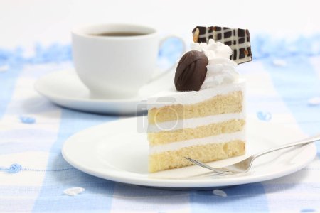 Photo for "Cake with coffee isolated in white background" - Royalty Free Image