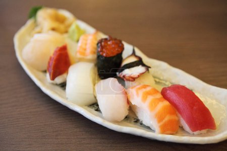 Photo for Mix sushi. Tasty Japanese seafood concept - Royalty Free Image