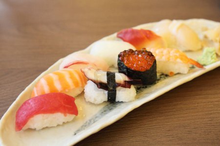 Photo for Mix sushi. Tasty Japanese seafood concept - Royalty Free Image
