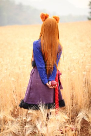 Photo for Asian cosplay girl in wheat field - Royalty Free Image