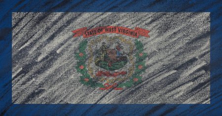 Photo for "West Virginia flag painted with colored chalk on a blackboard. " - Royalty Free Image