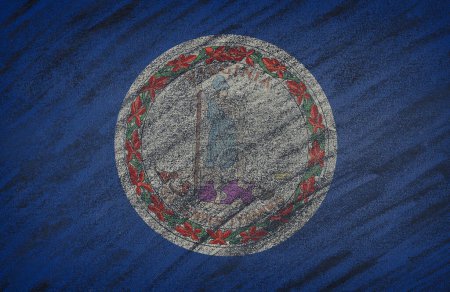 Photo for "Virginia flag painted with colored chalk on a blackboard. " - Royalty Free Image
