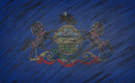 Photo for Pennsylvania flag painted with colored chalk on a blackboard - Royalty Free Image