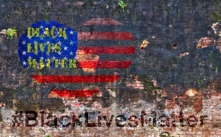 Photo for Black Lives Matter hashtag slogan anti Black racism, African-American protest sign - Royalty Free Image
