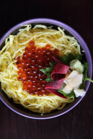 Photo for Ikura don caviar on rice Japanese food - Royalty Free Image