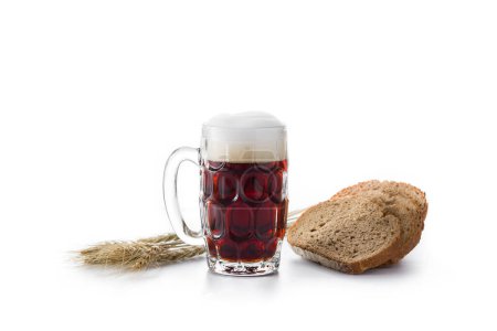 Photo for Traditional kvass beer mug with rye bread - Royalty Free Image