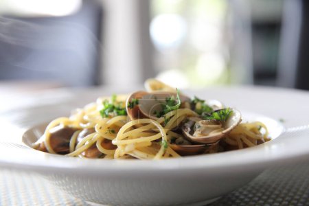 Photo for "Spaghetti Vongole , spaghetti with clams and Chilli" - Royalty Free Image