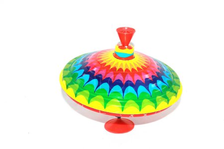 Photo for A Vintage 1970s Children's Spinning Top in Rainbow Colours - Royalty Free Image