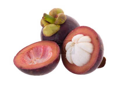 Photo for Ripe mangosteen fruit isolated on white background - Royalty Free Image