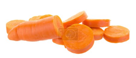 Foto de "fresh carrots with slices of carrot on the white background" - Imagen libre de derechos