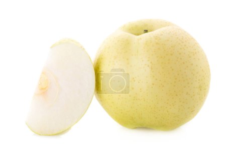 Photo for Chinese pear and sliced isolated on a white background - Royalty Free Image