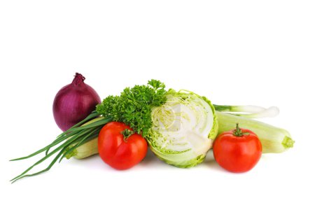 Photo for Fresh vegetables on white - Royalty Free Image