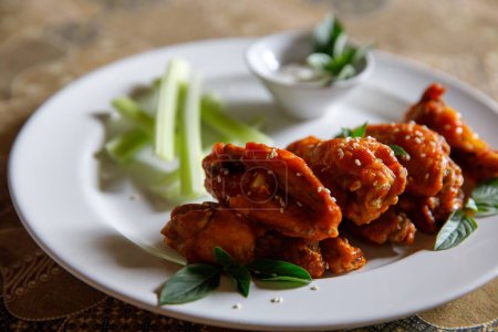 Photo for Buffalo wings , Fried chicken with hot and spicy sauce - Royalty Free Image