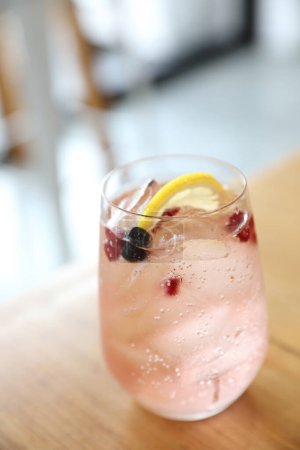 Photo for Close-up shot of delicious refreshing lemonade or cocktail - Royalty Free Image
