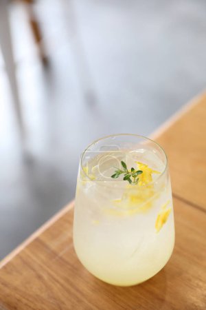 Photo for Close-up shot of delicious refreshing lemonade or cocktail - Royalty Free Image