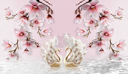 Photo for 3d floral background ilustration - Royalty Free Image
