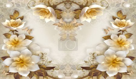 Téléchargez les photos : 3d fond floral ilustration - en image libre de droit