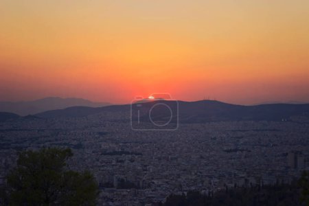 Photo for Sunset over Athens hills. Beautiful nature background - Royalty Free Image