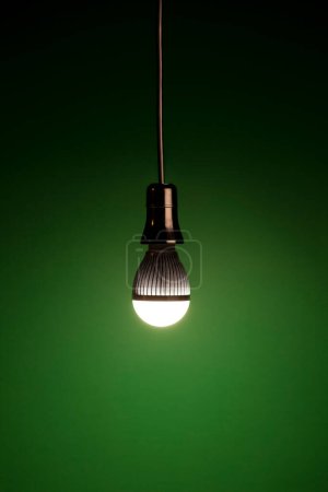 Téléchargez les photos : Ampoule LED sur vert - en image libre de droit