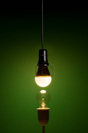 Photo for LED bulb on green background - Royalty Free Image