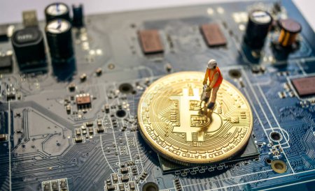 Photo for Miniature bitcoin miner concept - Royalty Free Image