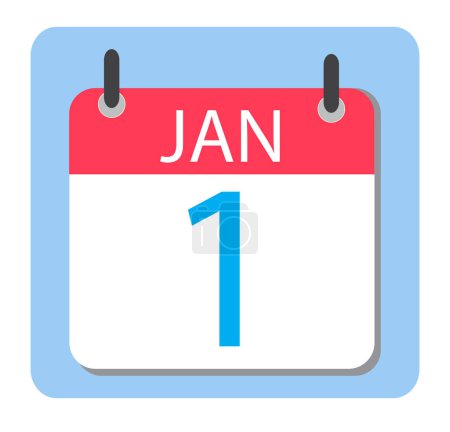 Foto de "1 de enero Calendario. Icono de calendario rojo. Señal de Año Nuevo. estilo plano" - Imagen libre de derechos