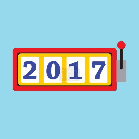 Foto de Feliz Año Nuevo 2017 tarjeta de felicitación con máquina tragaperras y suerte 2017 - Imagen libre de derechos