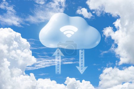 Photo for Concept of cloud computing. From the cloud in the world. - Royalty Free Image