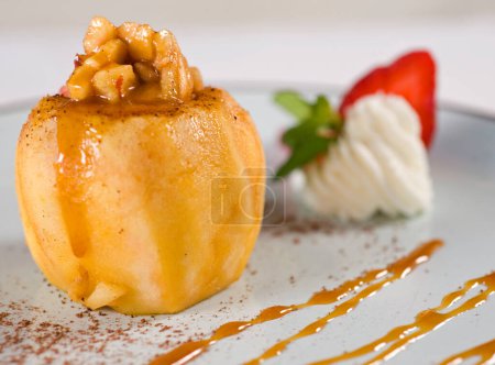 Photo for Baked apple dessert close-up view - Royalty Free Image