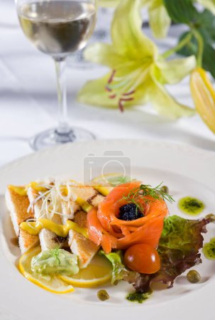 Photo for Salmon toast a la carte appetizer - Royalty Free Image