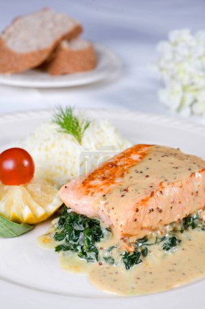 Photo for "Salmon steak a la carte meal" - Royalty Free Image