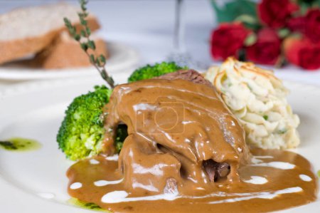 Photo for "Camel steak in gravy a la carte meal" - Royalty Free Image