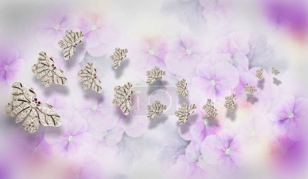 Téléchargez les photos : Violet fond d'écran 3d avec des fleurs - en image libre de droit