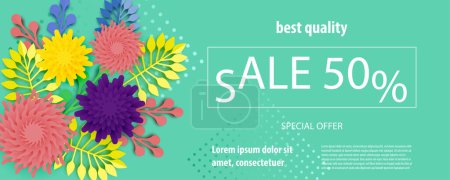 Photo for Horizontal paper flower sale banner - Royalty Free Image
