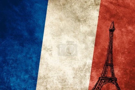 Foto de Torre Eiffel con bandera de Francia - Imagen libre de derechos