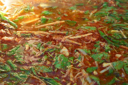 Foto de "Sopa picante tailandesa con brotes de bambú y hierbas
" - Imagen libre de derechos
