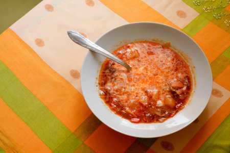 Photo for Ukrainian Borscht in a White Plate - Royalty Free Image