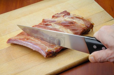 Téléchargez les photos : Côtes de porc fumées, gros plan - en image libre de droit