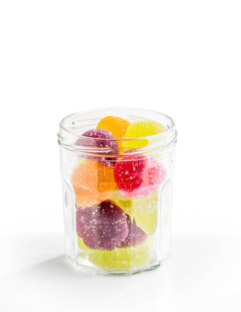 Photo for Fruit Jelly in Glass Jar on white background - Royalty Free Image