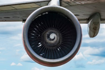 Photo for Closeup of an airplane turbine front view at Thailand - Royalty Free Image