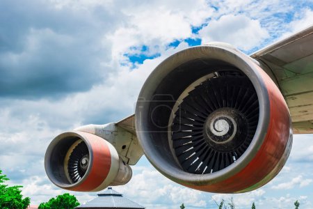 Photo for Closeup of an airplane turbine front view at Thailand - Royalty Free Image