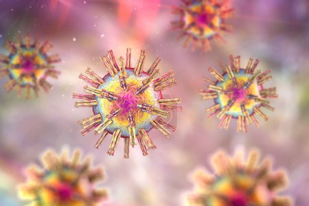 Foto de Herpes simple virus 1 y 2, imagen colorida - Imagen libre de derechos